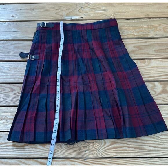 Cloth By Ftrathmore Tartan Wool Wrap Kilt Skirt Size 14 Girls Green Red - Picture 5 of 6